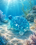 tortue druzy resine bleu
