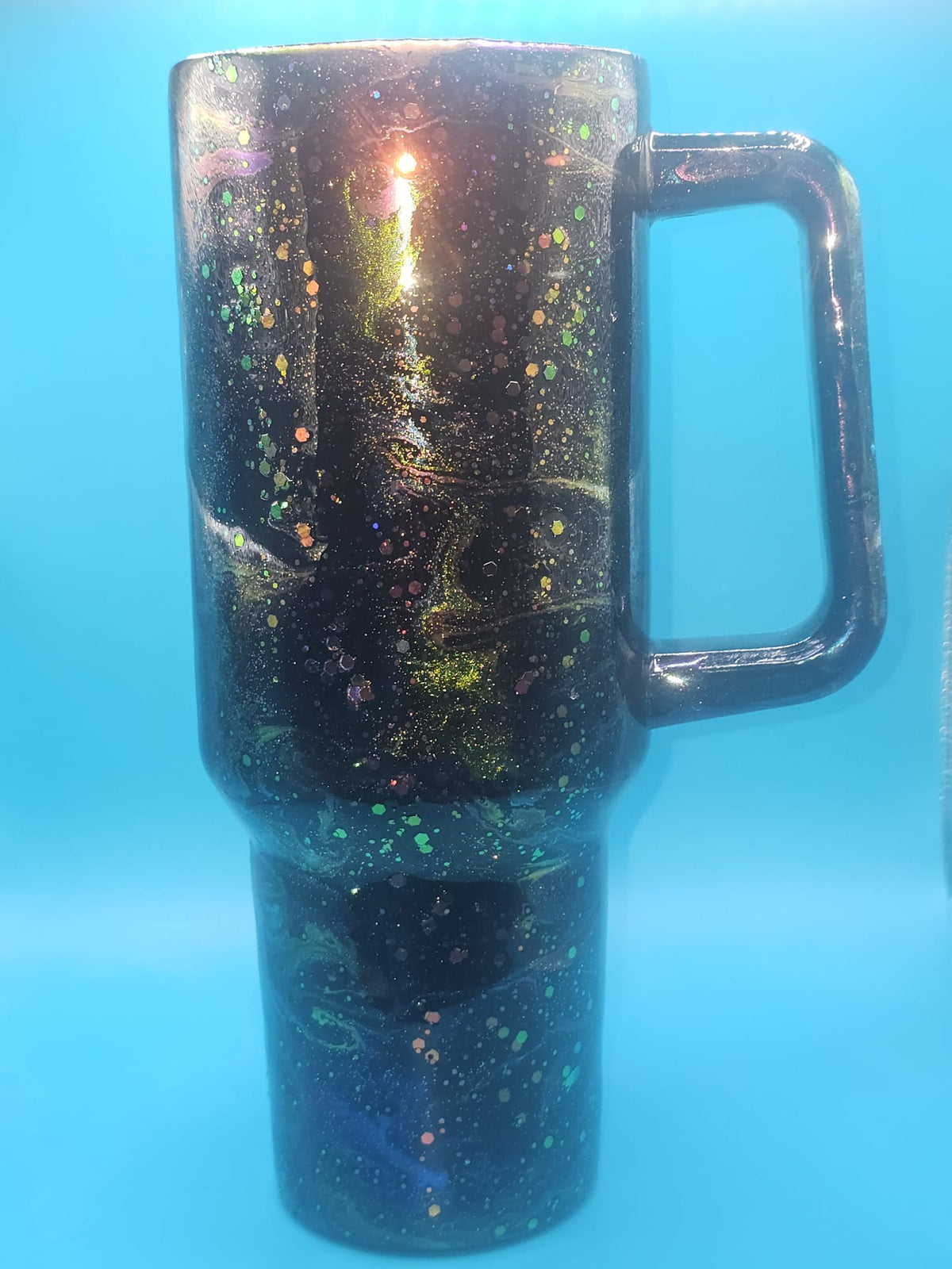 Tumbler à anse Violet Galaxy — Résine artisanale