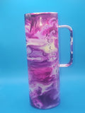 Tumbler à anse Marbré Océan — Résine artisanale